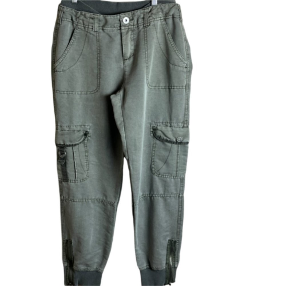 Anthropologie Marrakech Cargo Jogger Parachute Pants SZ 26 Green Ankle Zip